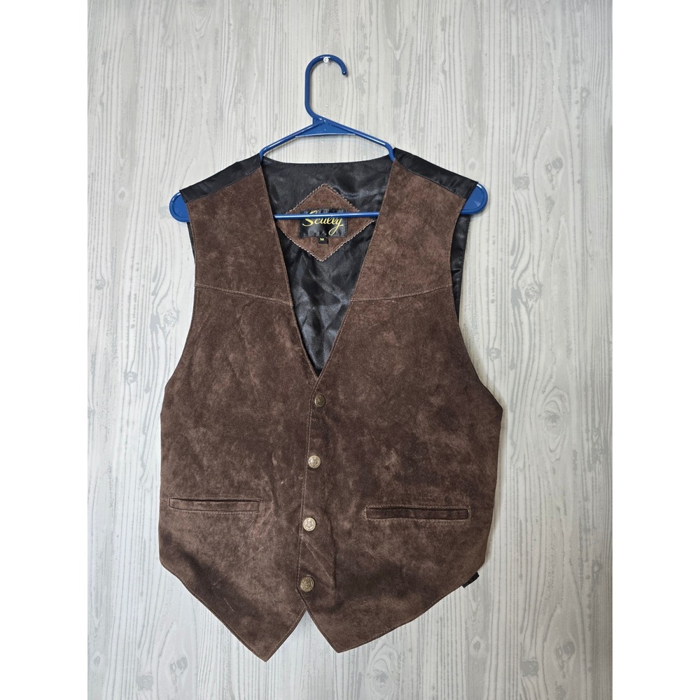 Scully Suede Leather Western Vest Mens M Brown Oklahoma Seal Cowboy Vintage